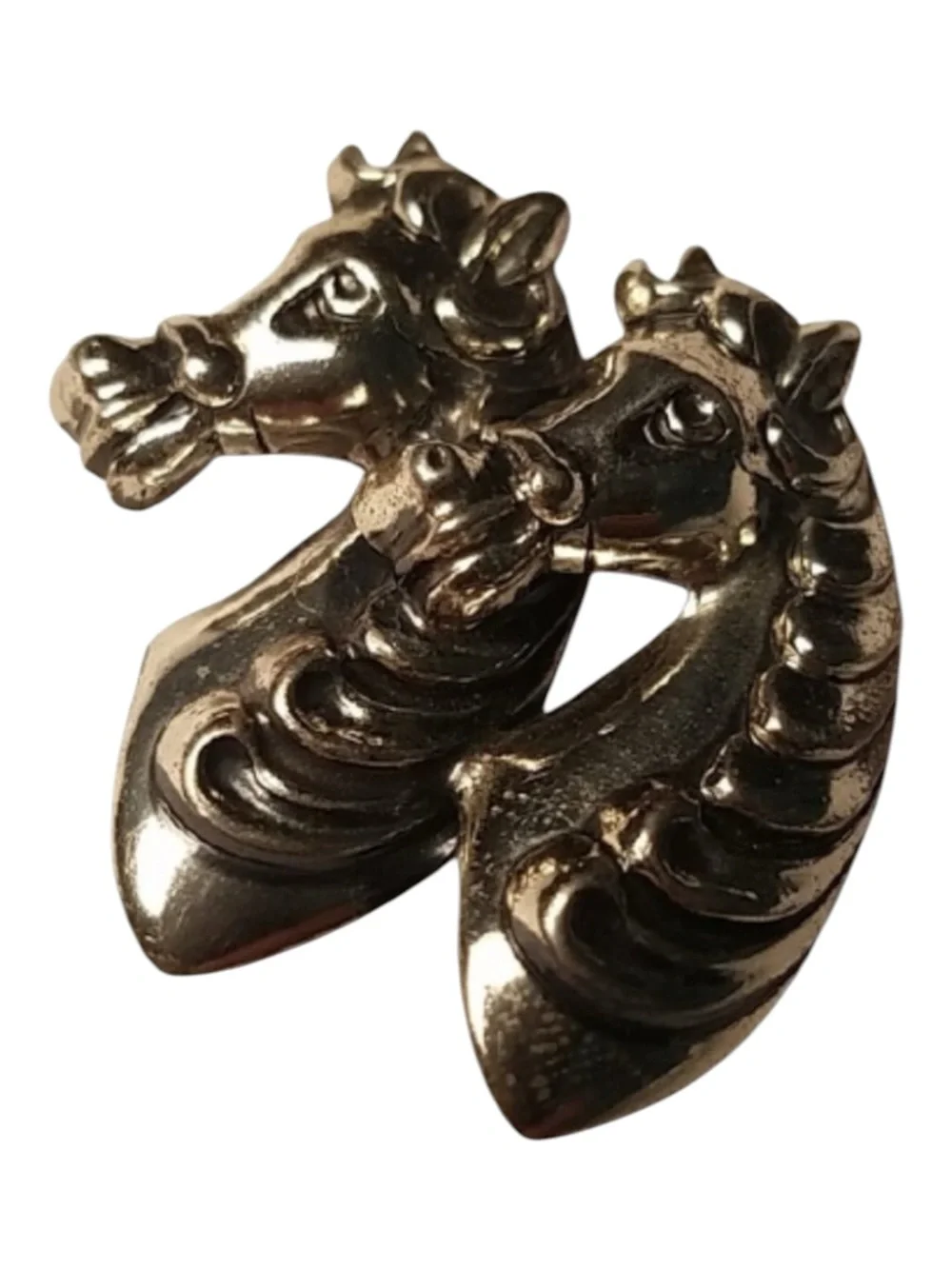 Vintage Sterling Double Horse Head Brooch